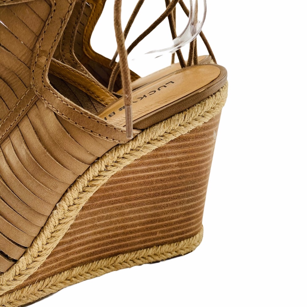 Lucky Brand Laceey Leather Wedge Peep Toe Sandal - Picture 5 of 15